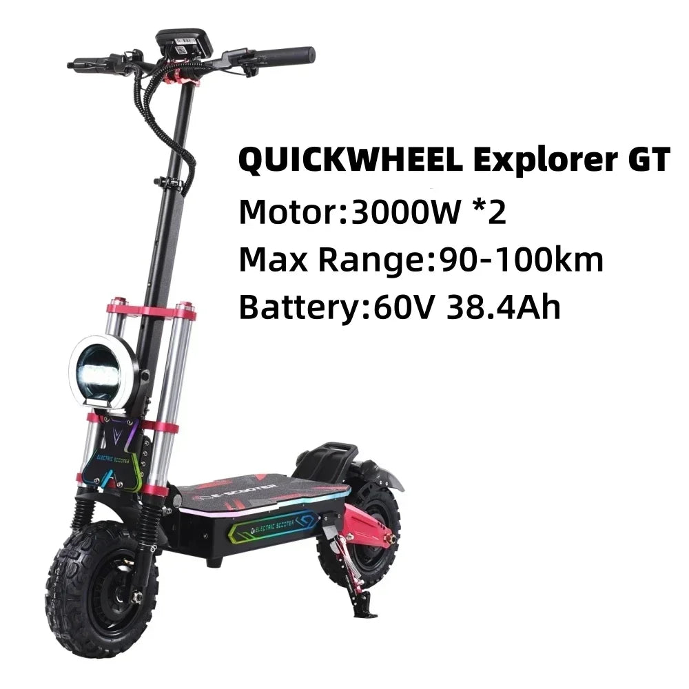 Boyueda S5 Adult Electric Scooter 6000W 60V 38.4Ah Electric Scooter 11 Inch Foldable Electric Scooter Dual Motor