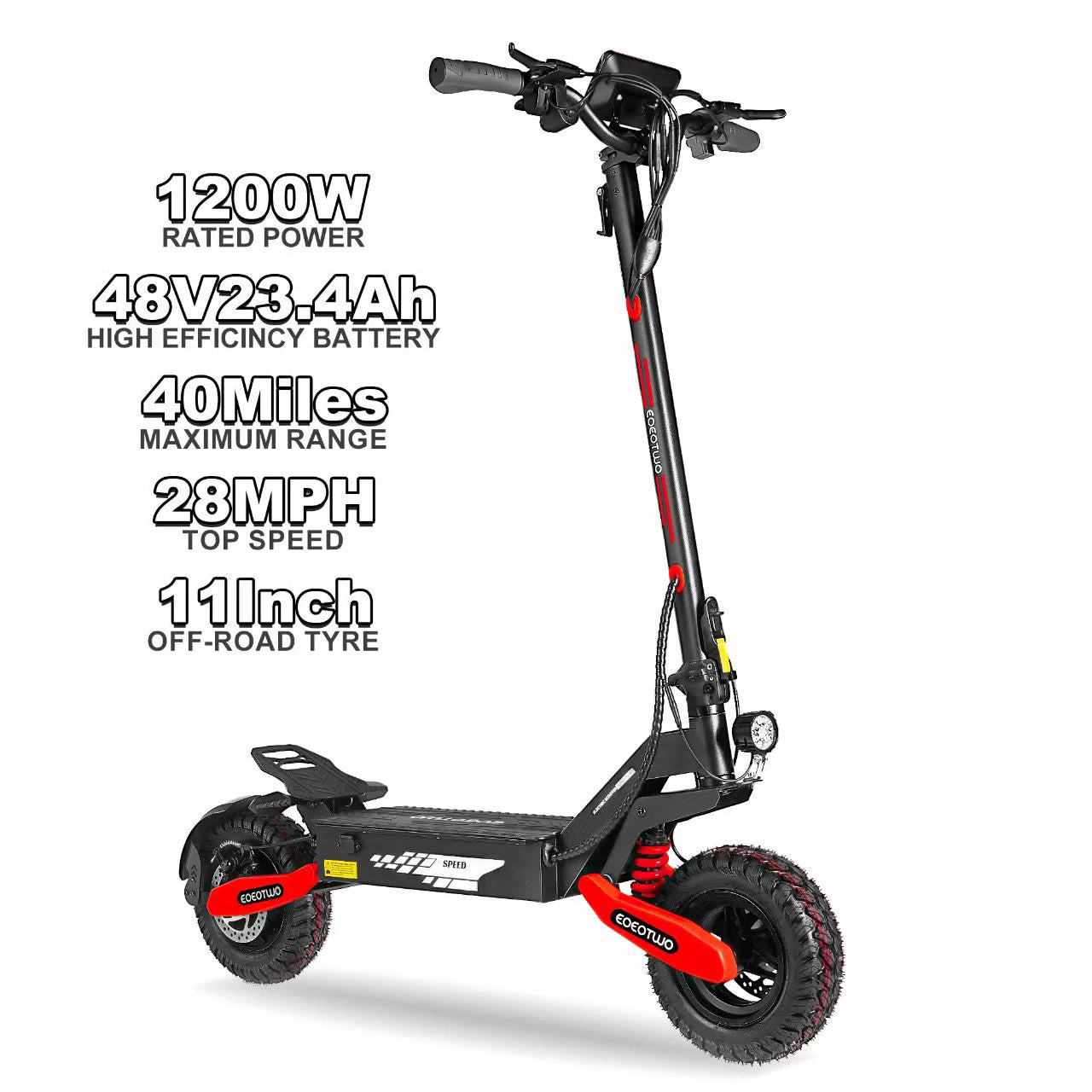 Electric Scooter Adults 1200W Motor 48V13/23AH Lithium Battery E Scooters Dual Spring Absorbers 11'' Off-Road Tires Scooter