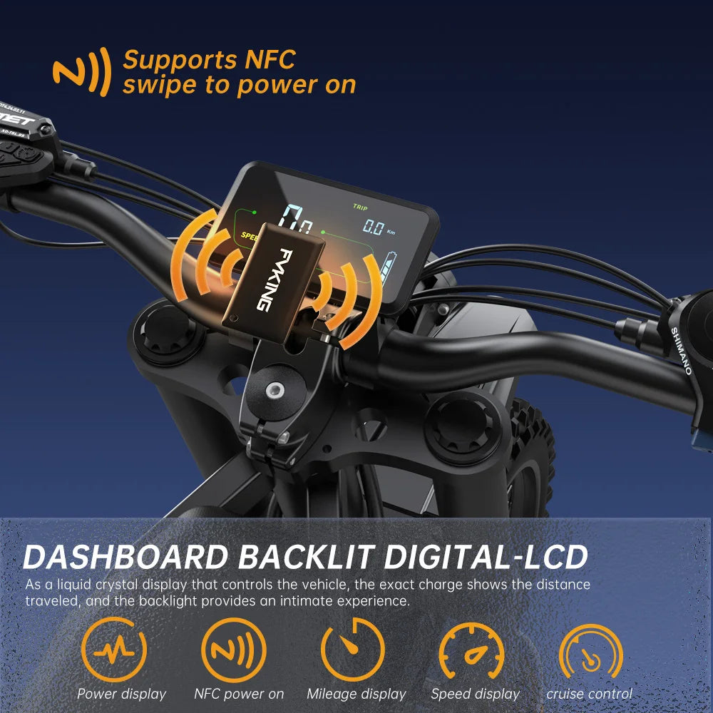 FVKING E6 Electric Bike Adults 2000W Peak Gear Hub Motors Electric Motorcycle 52V40AH Battery Speed 60Kmh Mountain E-bikes GT73