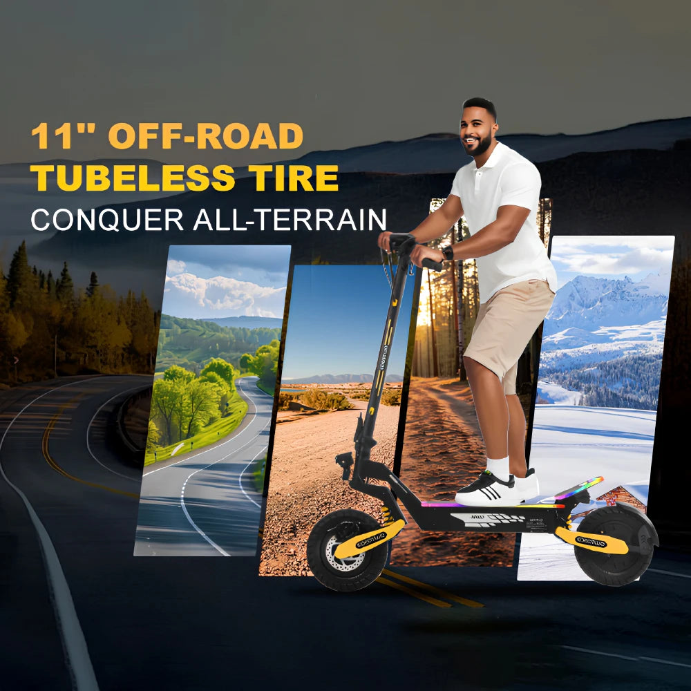 Electric Scooters 40mph 2400W Dual Motors 52V23AH Lithium Battery E Scooter Adult Hydraulic Brake 11'' Off-Road Tires Escooter