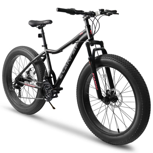 Ecarpat 26 Inch Mountain Bike, 4-Inch Wide Fat Tire Snow Mountain Bikes, 21 Speed for Men Women Bicycles, Steel Frame Disc Brake
