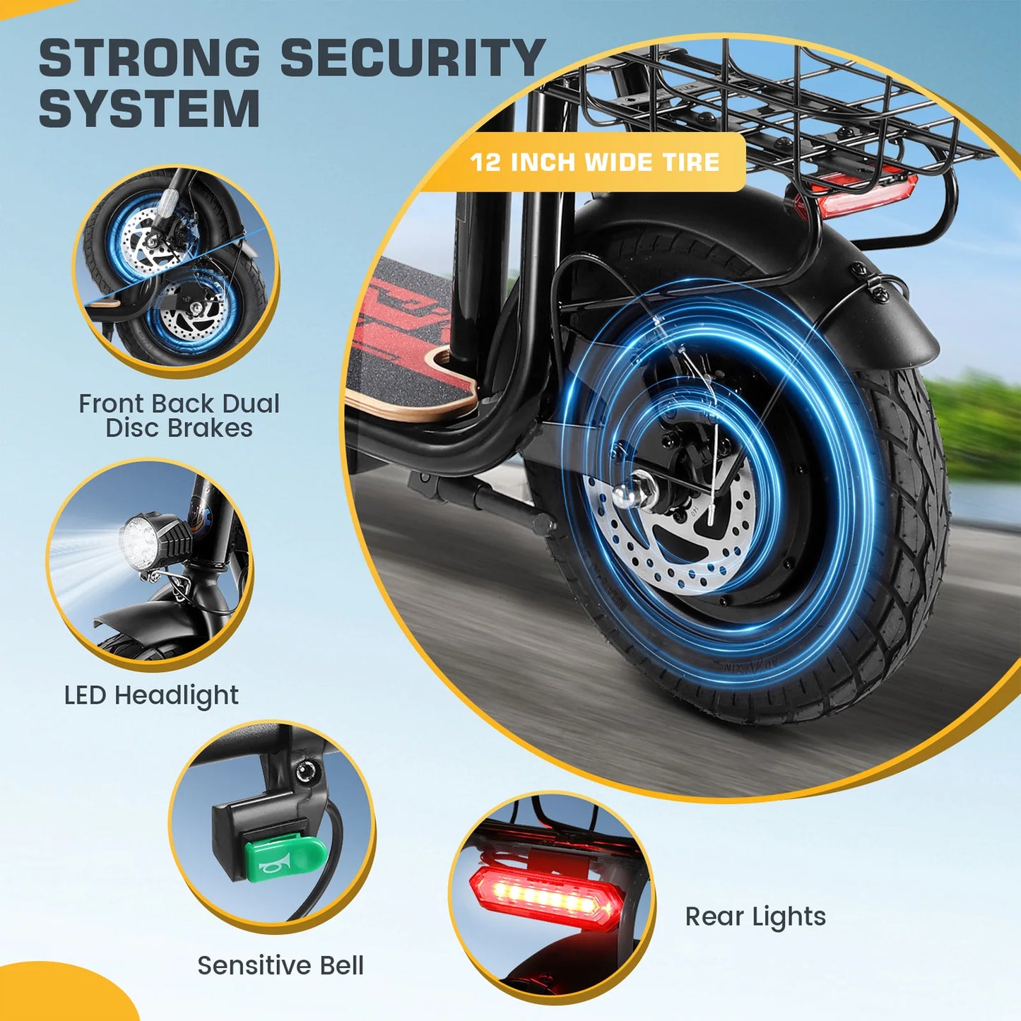 Peak 819W Electric Scooter with Kids Seat,25 Miles Range,Foldable Scooter for Adults and Teens,Commuter E Scooter with Basket