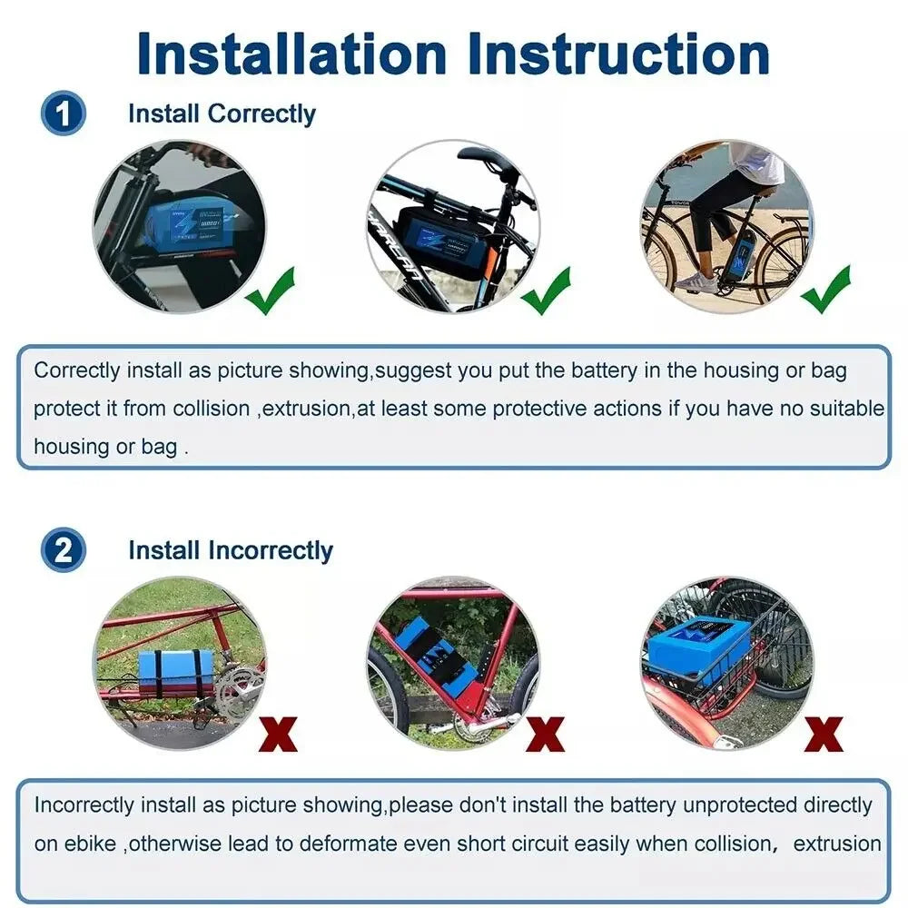 Aleaivy 60V 30Ah Electric Bike Lithium Battery Pack 30000mAh Li ion Ebike Battery for Bicycle Scooter Motorcycle with Charger