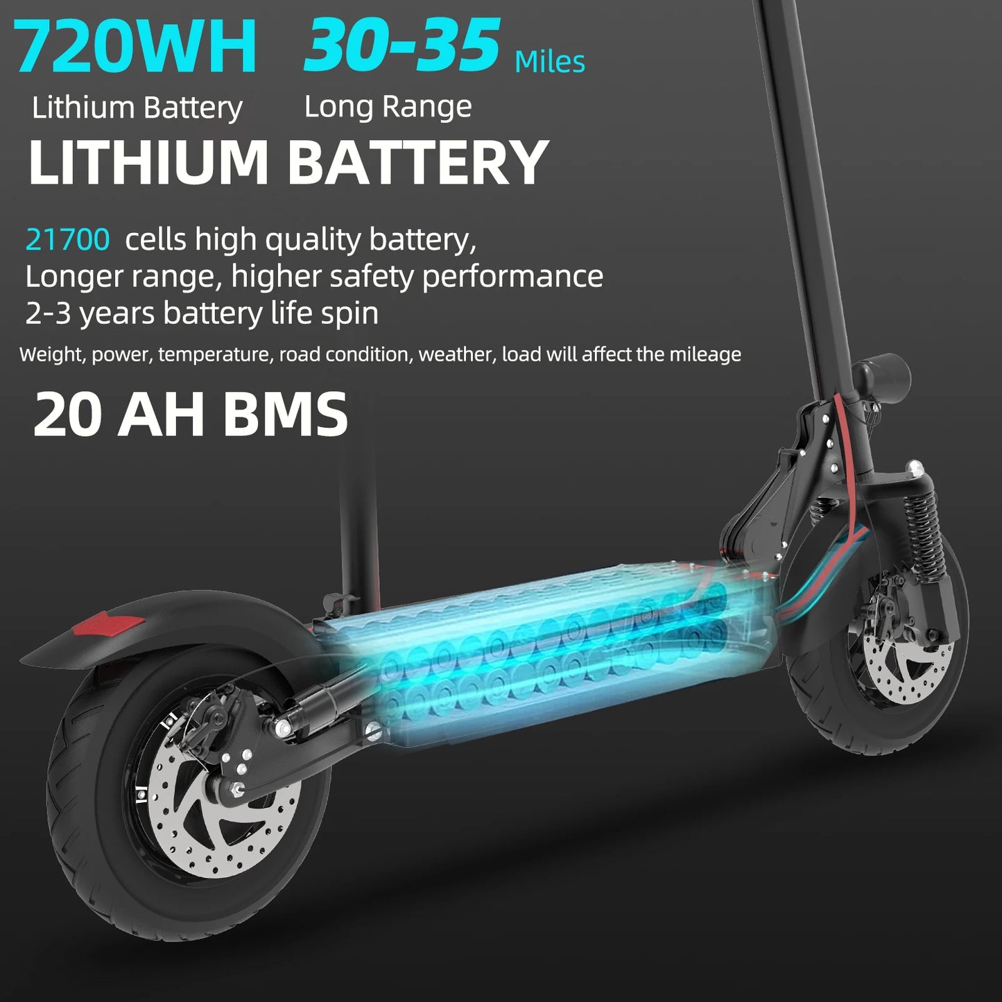 1200W Rear Motor Electric Scooter 55KM/H Max Speed E-Scooter for Adult 10'' Pneumatic Tyres Trottinettes électriques Disc Brake
