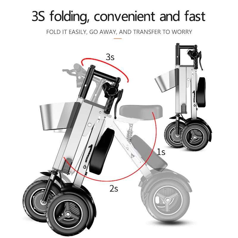 WILLJERDY Folding Electric Tricycle Mini Portable Adults 3 Wheeled Electric Bike Small Elder Electric Folding Bike For Man