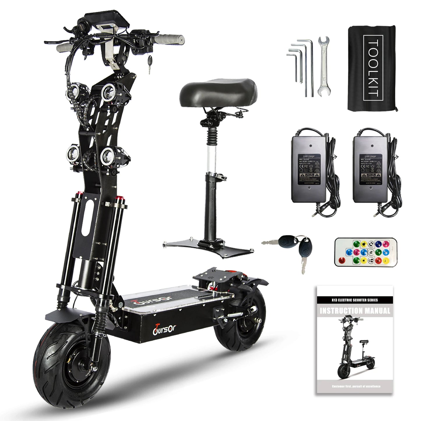 X13 inch 10000W Dual Motor 72V40Ah 60V50Ah Battery Electric Scooter Max Speed 120km/h Range 120km LCD Display Foldable Escooter