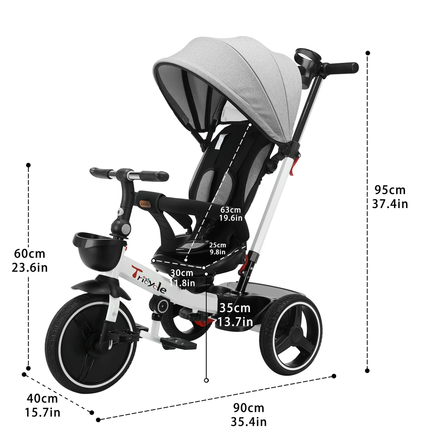 Ubravoo Baby Stroller Tricycle Ride Bike , 5-in-1, Adjustable Canopy, Sitting & Lying,Celerity Disassembly & Assembly,1-5 Years