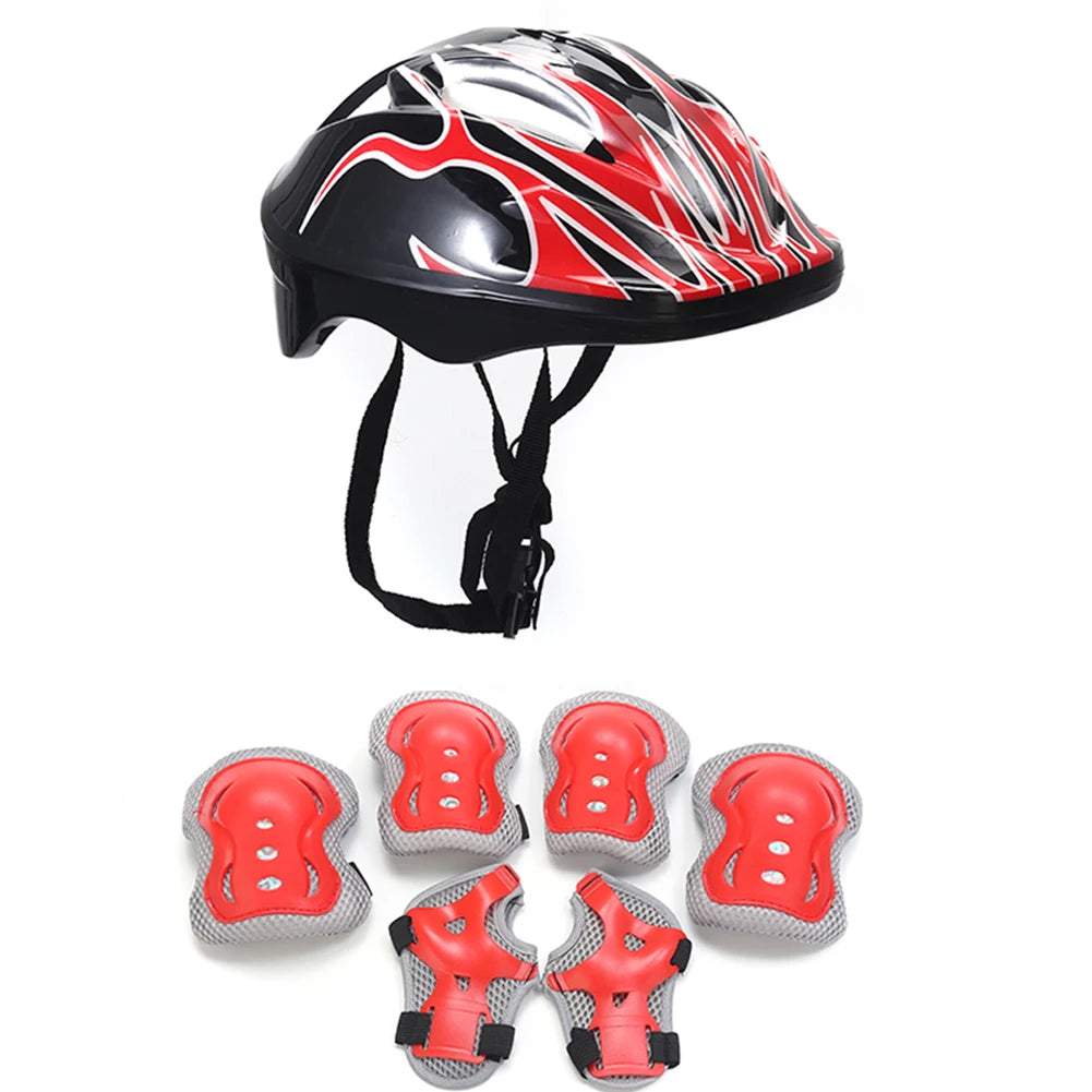 7Pcs Kids Helmet Knee Elbow Pad Sets