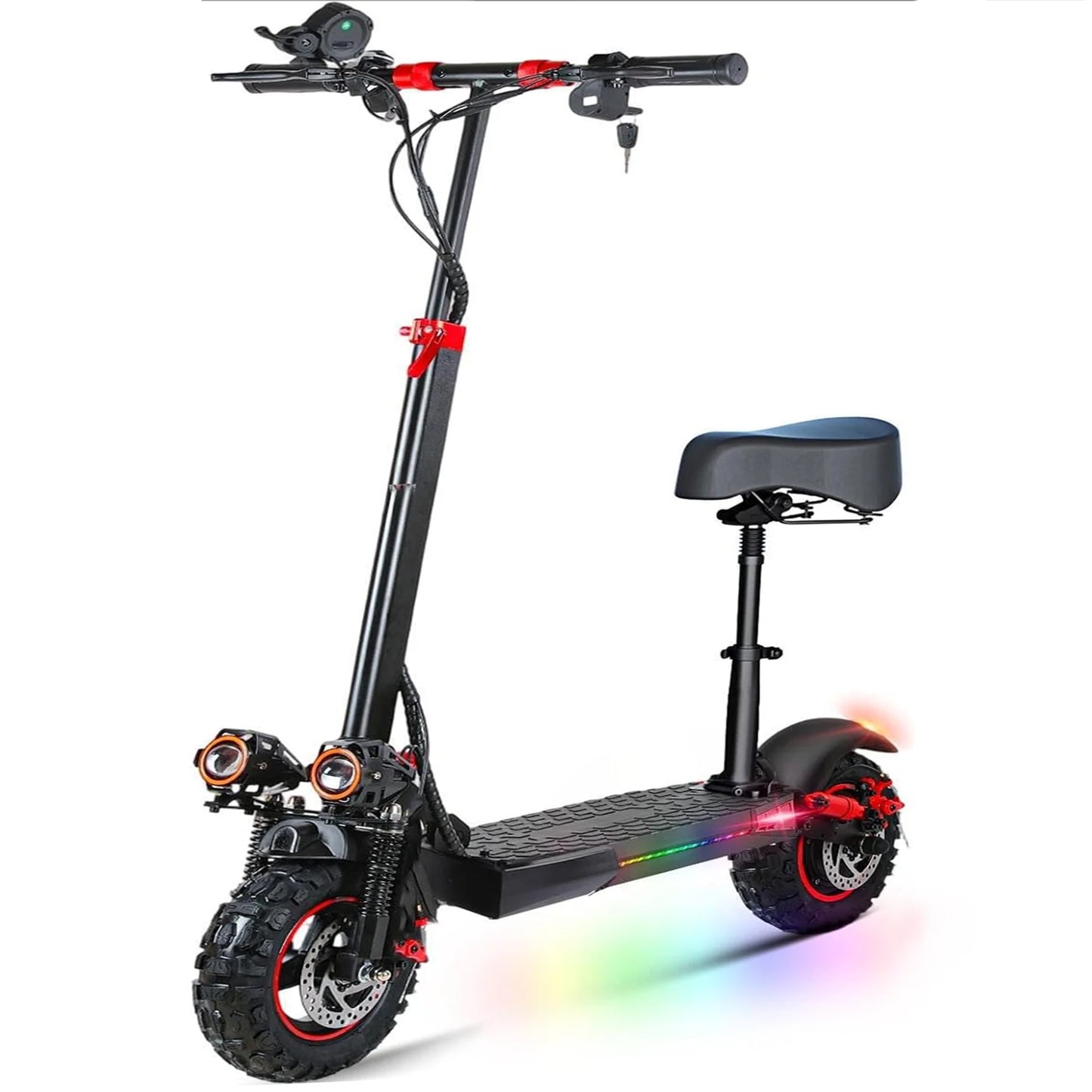 1200W Off-Road Adult Electric Scooter with Seat Height Adjustable 48V 21Ah Battery Long Range 33Mph Foldable Commuting E-Scooter