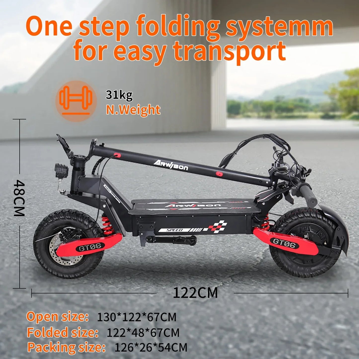 Adult electric scooter, electric commuting scooter, range of 28 miles1200W motor, 22MPH dual braking system and shock absorptio
