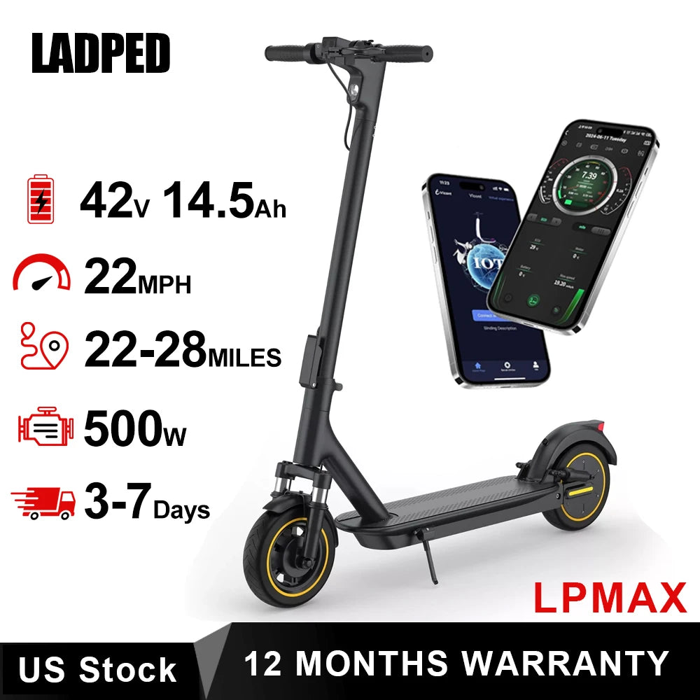 LADPED Electric Scooter 350W 19MPH APP Smart Control Scooter 8.5inch tire Folding E-Scooter 16Miles Max Range for Adult