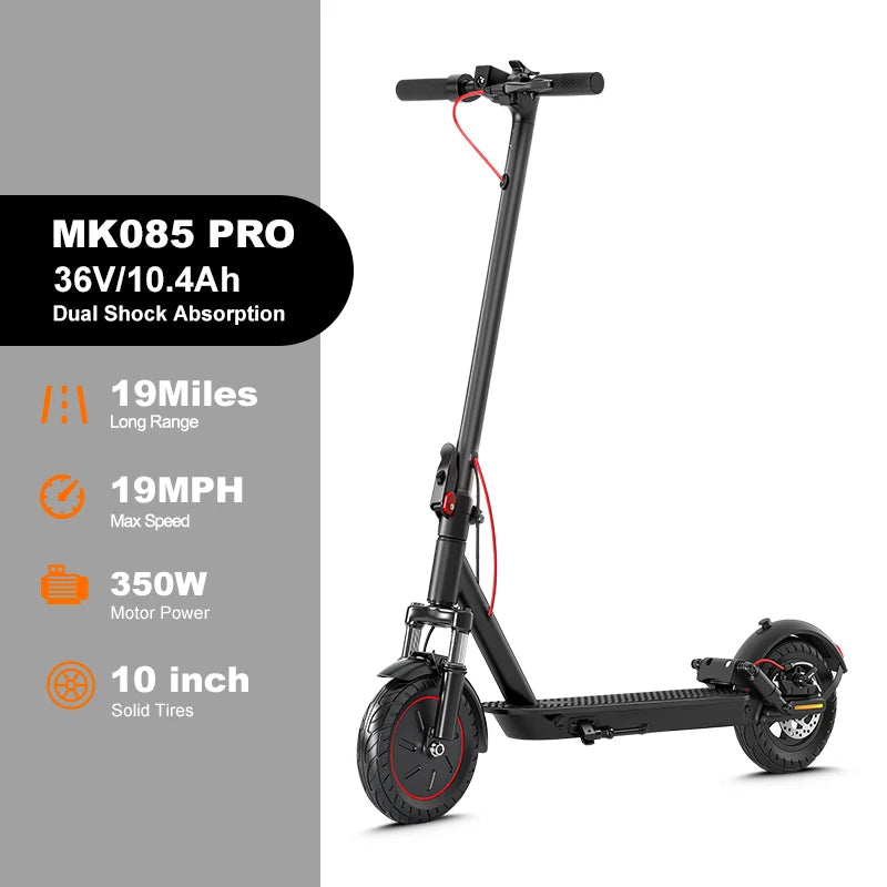 Mankeel MK085 Pro Electric Scooter 350W 36V Max 19MPH Dual Shock Absorption 19Miles Long Range Smart APP Commute E-scooter Adult