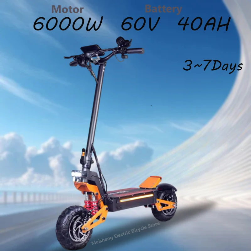 New X5 electric scooter 6000W dual motors maximum speed 80KM/H off-road electric scooter maximum range 120KM foldable scooter