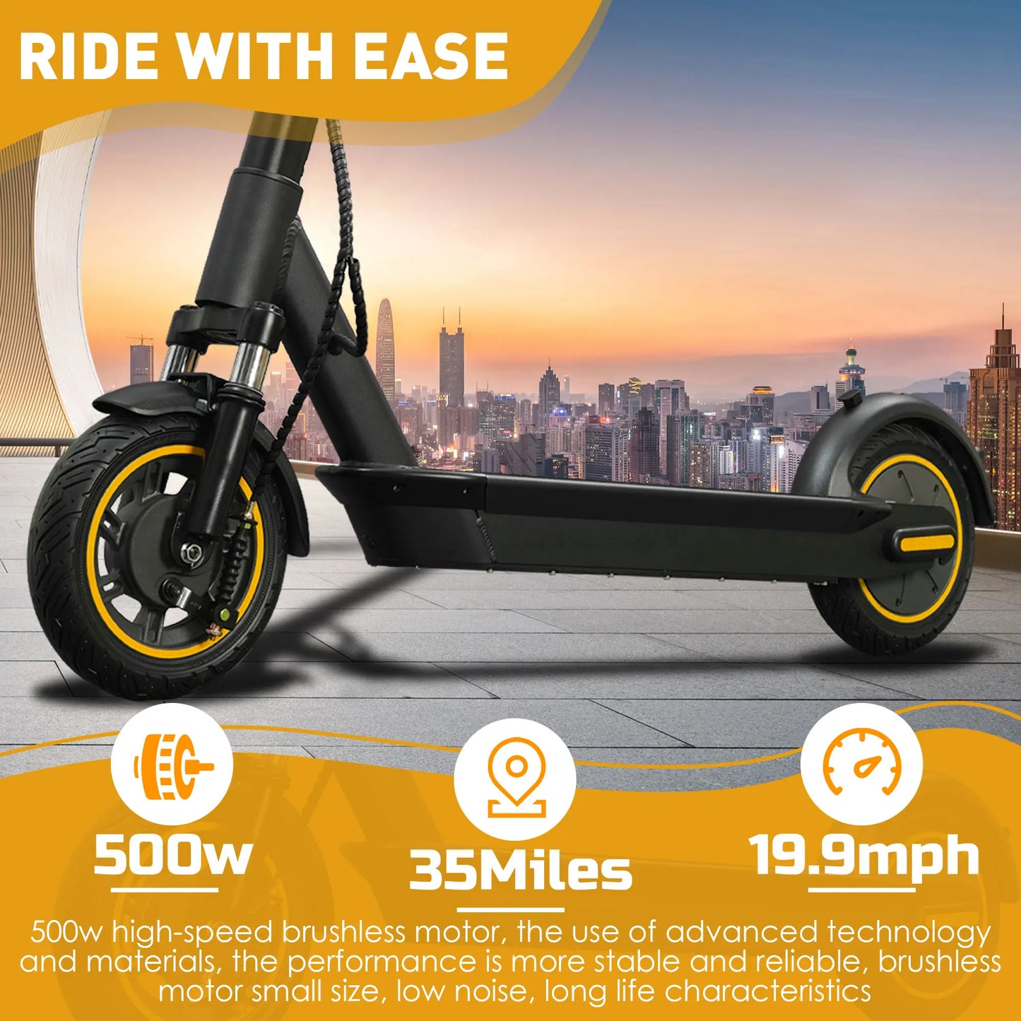 HEZZO G30 Electric Scooter for Adults 500W Motor 36V 15AH Folding Escooter 10 inch Tire City E-scooter APP