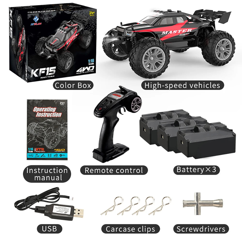 KF15 1/16 RC Car 4WD High Speed Off-road 2.4G Remote Control Cars Drift Racing Truck Electronic Toy For Kids Free Ship