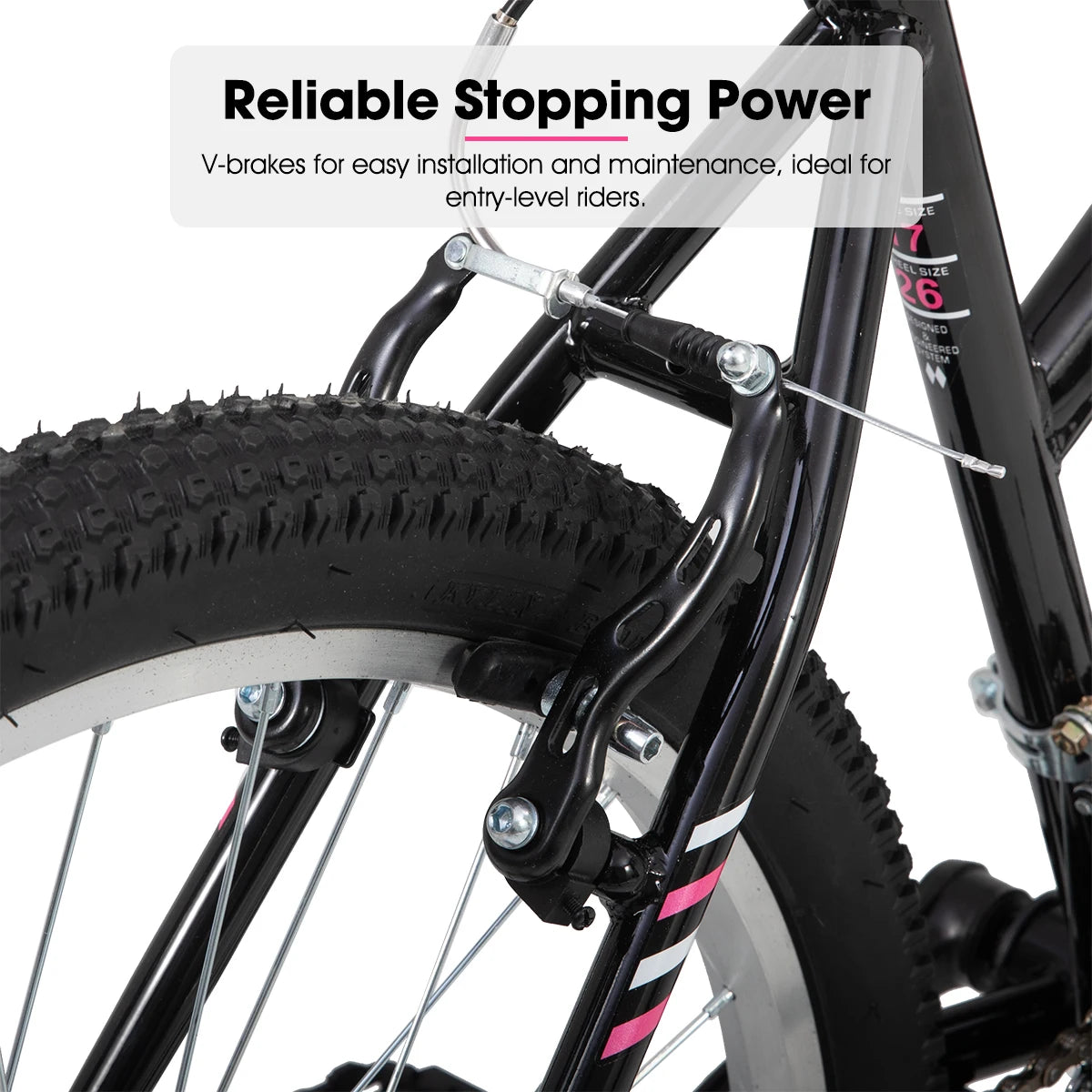 HILAND Bamcbase Womens Mountain Bike, 24 26 Inch 18 Speeds Hybrid Commuter Bicycle for Adults, Sport Hardtail Trail MTB