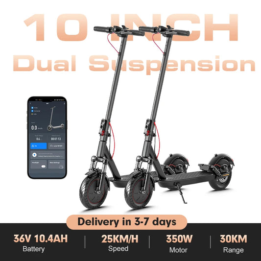 Mankeel MK085 Pro Adult Electric Scooter 350W 19MPH Top Speed Dual Shock Absorption 19Miles Range Smart APP 10inch E Scooter