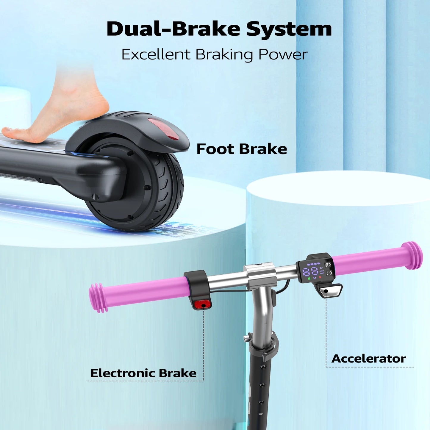 H30 Max Electric Scooter for Kids, LED Dispaly, 150W Powerful Motor, Dual Brake System, Adjustable Height and Speed.