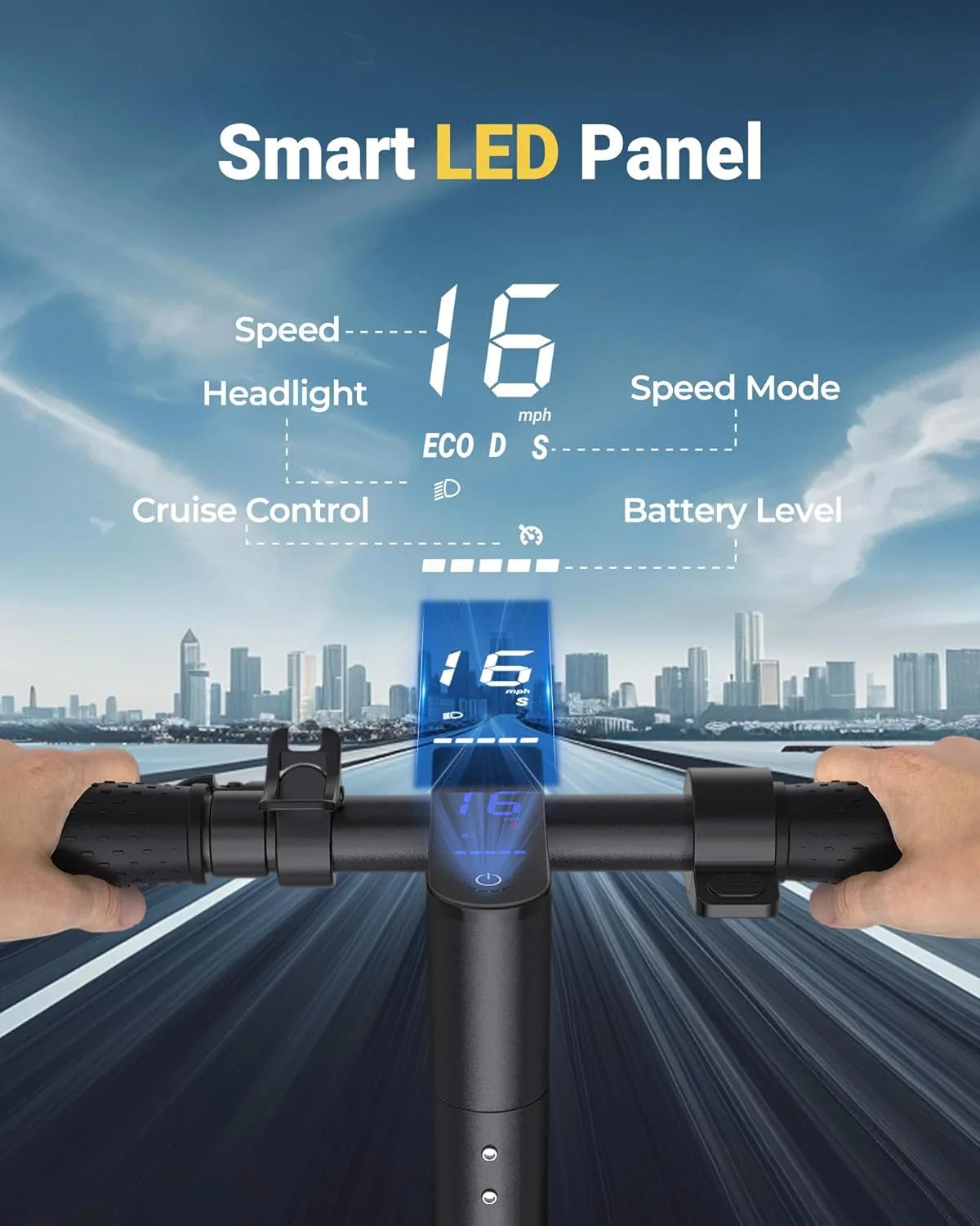 LADPED Electric Scooter 350W 19MPH APP Smart Control Scooter 8.5inch tire Folding E-Scooter 16Miles Max Range for Adult