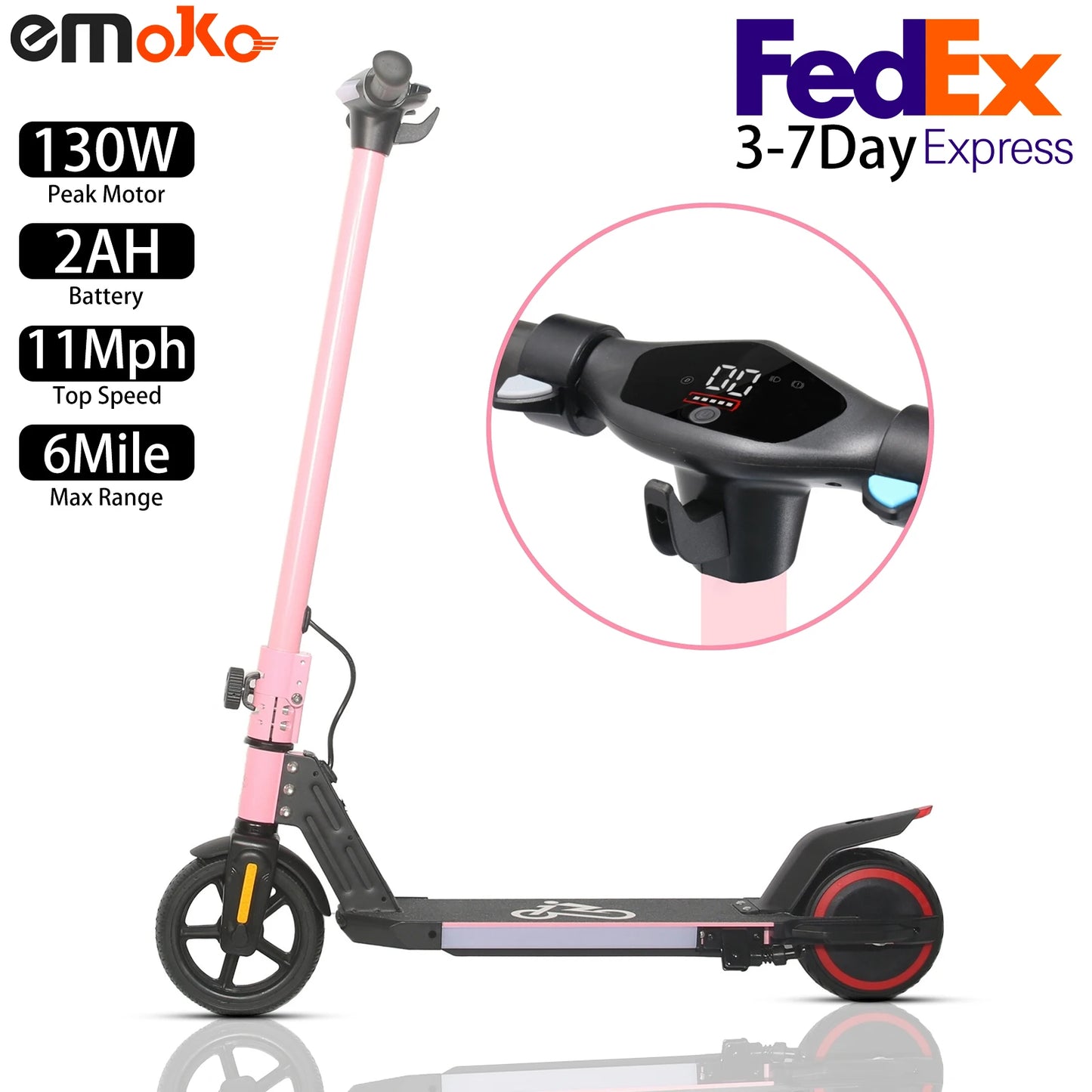 Children's Electric Scooter 130W,11 Mph,6 Mile,EMOKO A43 6.5" Foldable Electric Scooter,21.6V 2AH,2025 New E-Scooter
