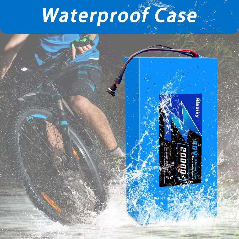 Aleaivy 48V Electric Bike Lithium Battery Pack 10 16 20Ah Li Ion Ebike Battery for Bicycle Scooter Motorcycle with 54.6v Charger