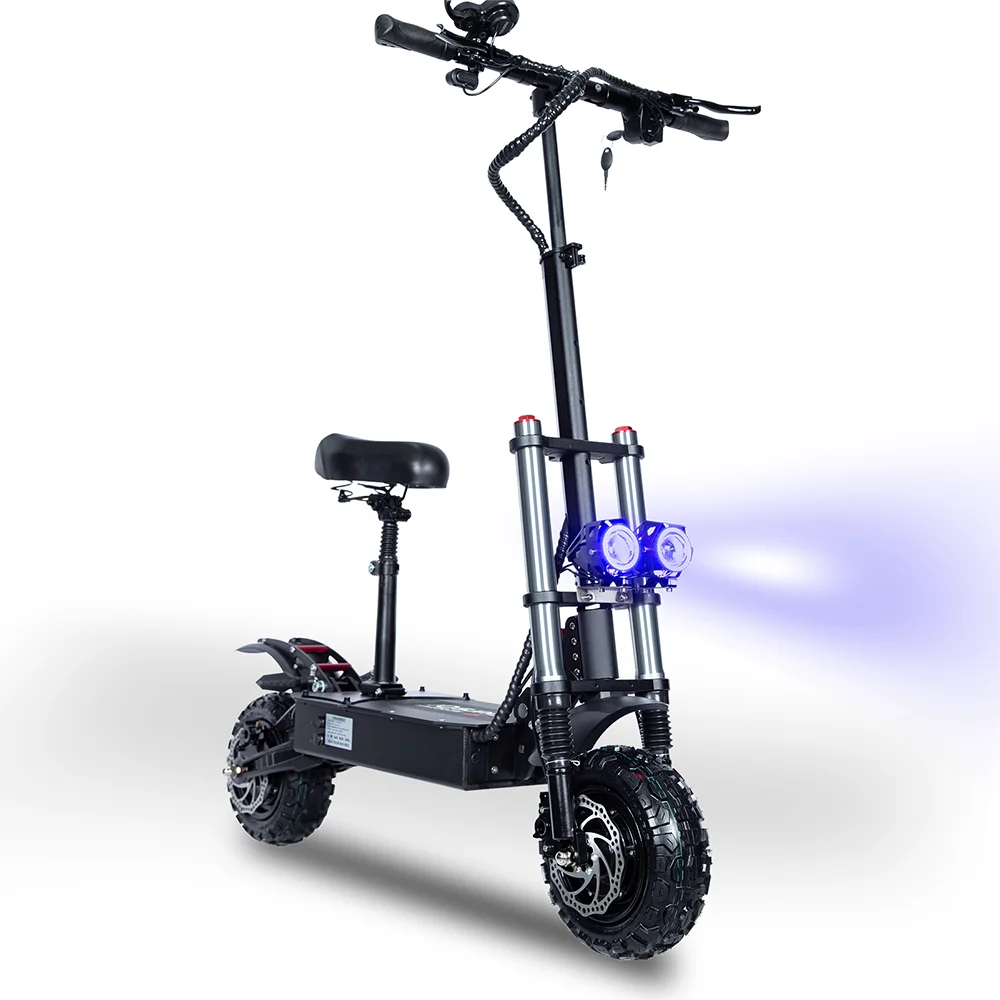 6000W 60V 50Ah 11 inch off-road tyre Kick scooter dual motors removable seat hydraulic shock absorption Folding Electric Scooter