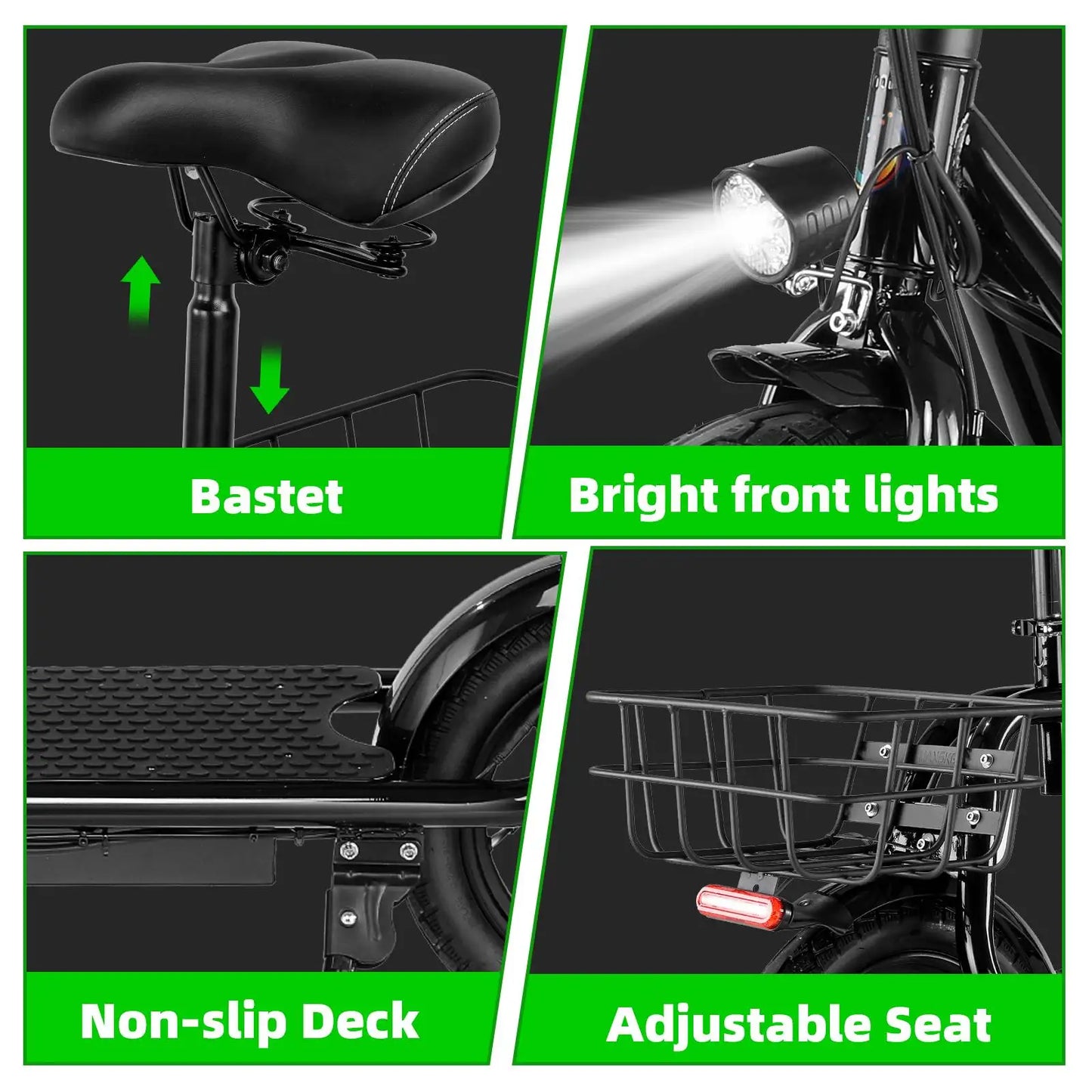 Peak 1200W Electric Scooters for Adults 14" Tire, 500Wh Battery, 30Miles Range, 20MPH Top Speed, Adjustable Electric Scooter