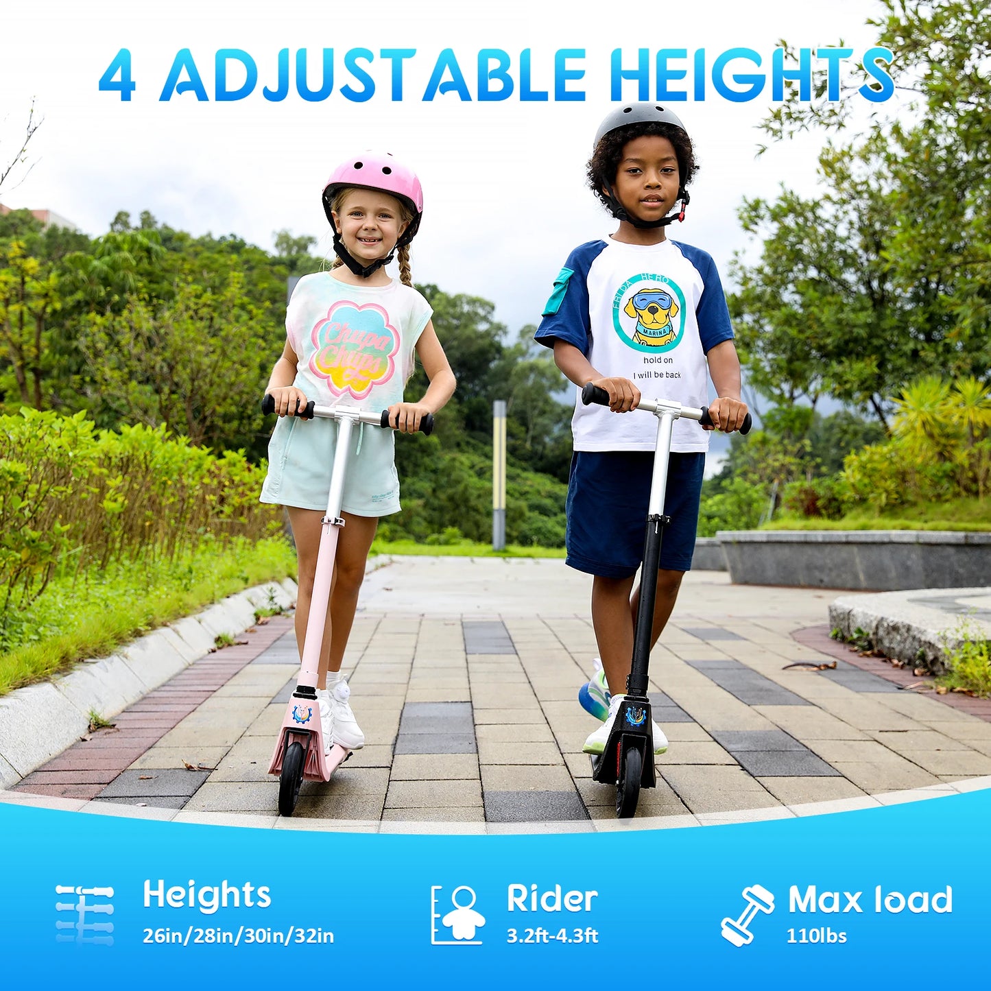 Caroma Electric Scooter for Kids Ages 6-12,120W Motor,10 MPH Max Speed & 7 Miles,Colorful Lights,Adjustable Height & Speed,LED