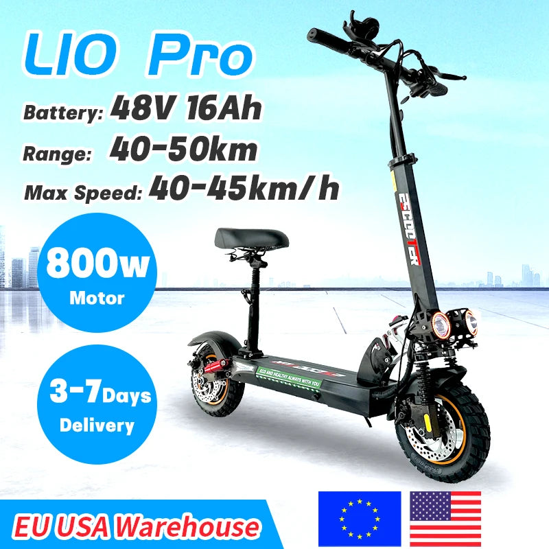 L10 Off-road Tire Kick Electric Scooter, Electric E-Scooter, 13Ah, 16Ah, 800W, 10Inch, 45 km/h, 45km, 55km Range