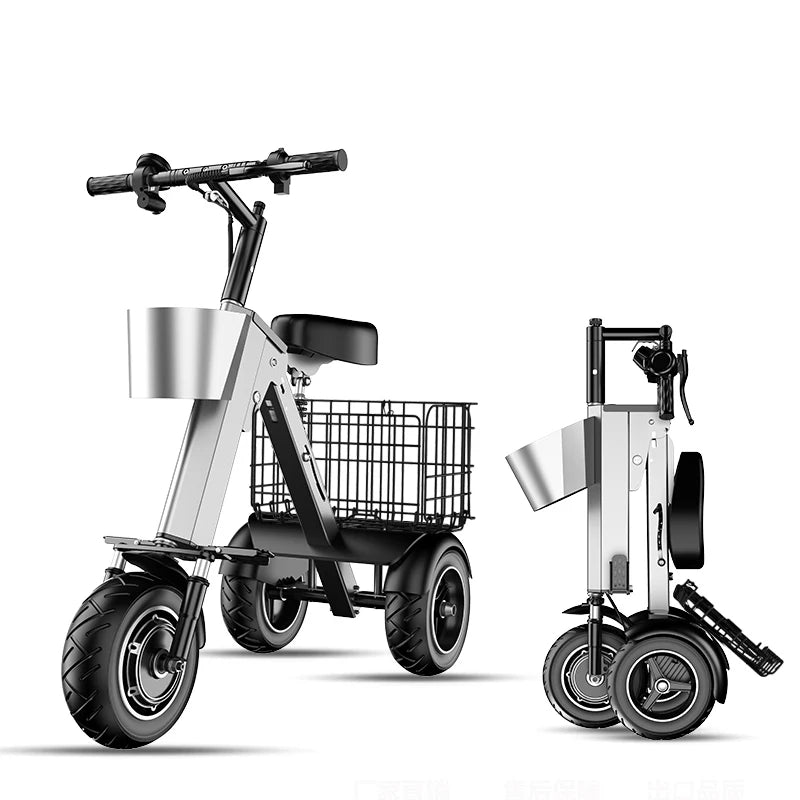 WILLJERDY Folding Electric Tricycle Mini Portable Adults 3 Wheeled Electric Bike Small Elder Electric Folding Bike For Man