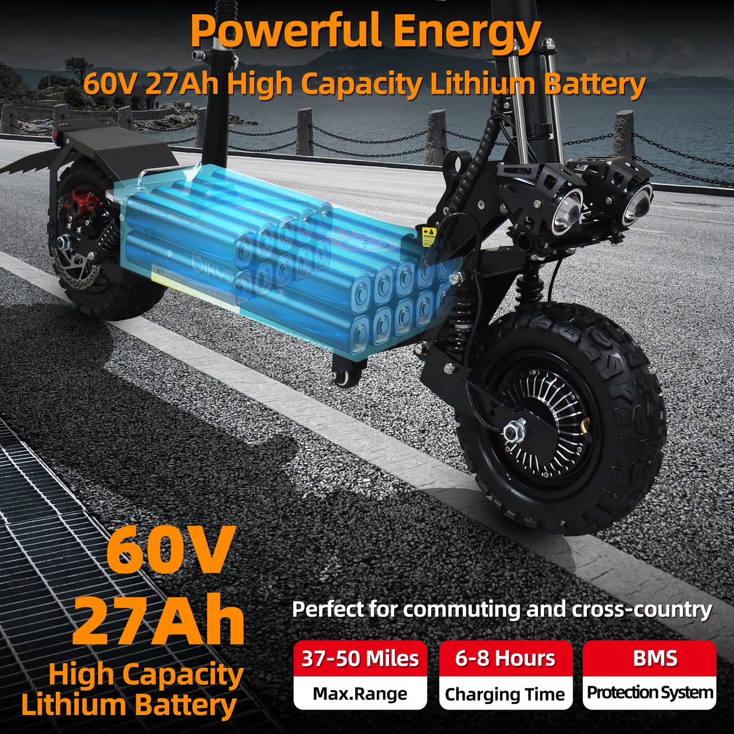 Electric Scooter for Adults, 5600W Dual Motors Up to 50 MPH, Electric Scooter Adults Range 50 Miles, 60V 27Ah Large Capacity Bat