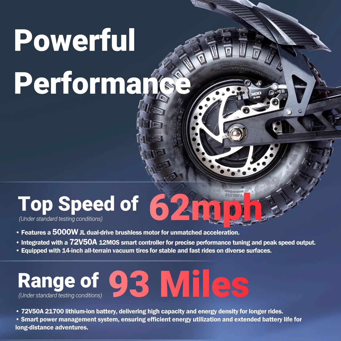 TOURSOR M10 Electric Motorcycle 72V 10,000W Dual-Drive Motor 50AH/55Ah Long-Range Lithium Battery 62 MPH Top Speed 93-Mile Range