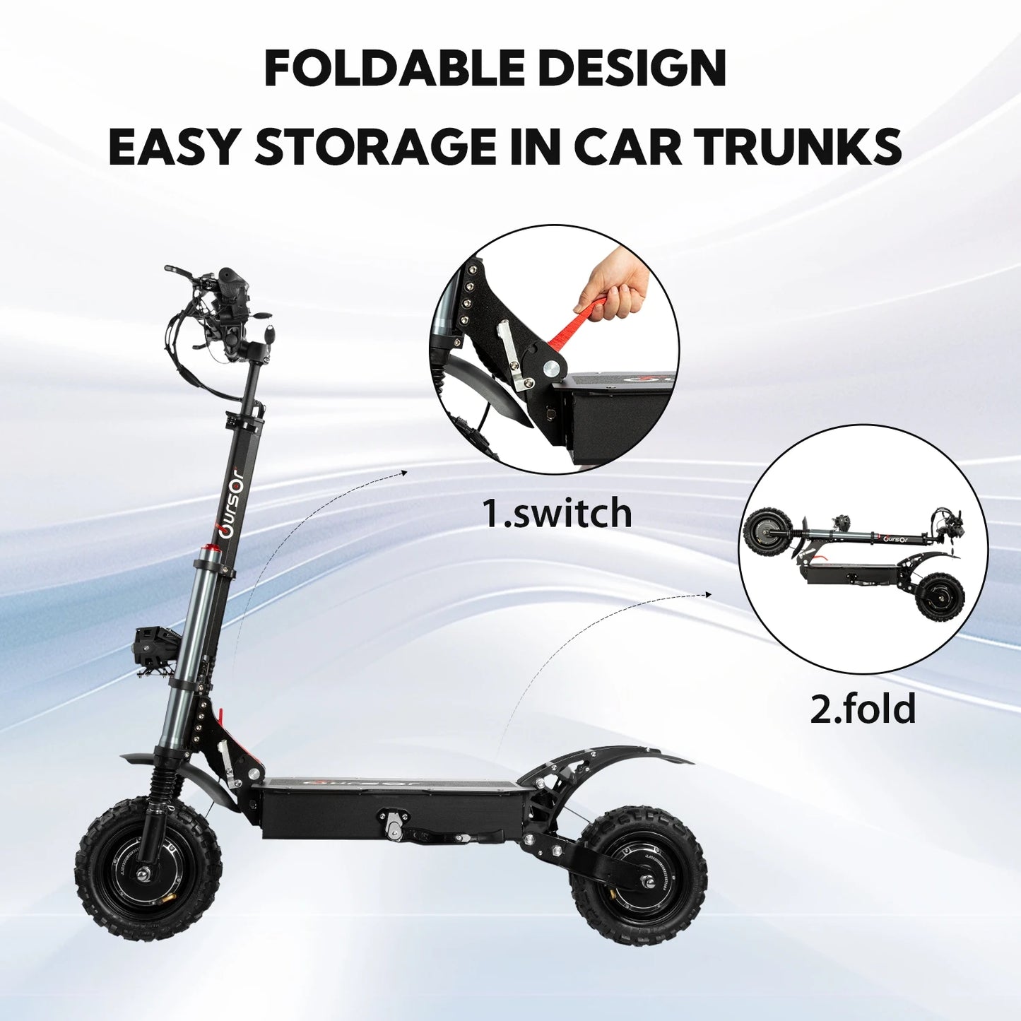 6000W 60V 50Ah 11 inch off-road tyre Kick scooter dual motors removable seat hydraulic shock absorption Folding Electric Scooter