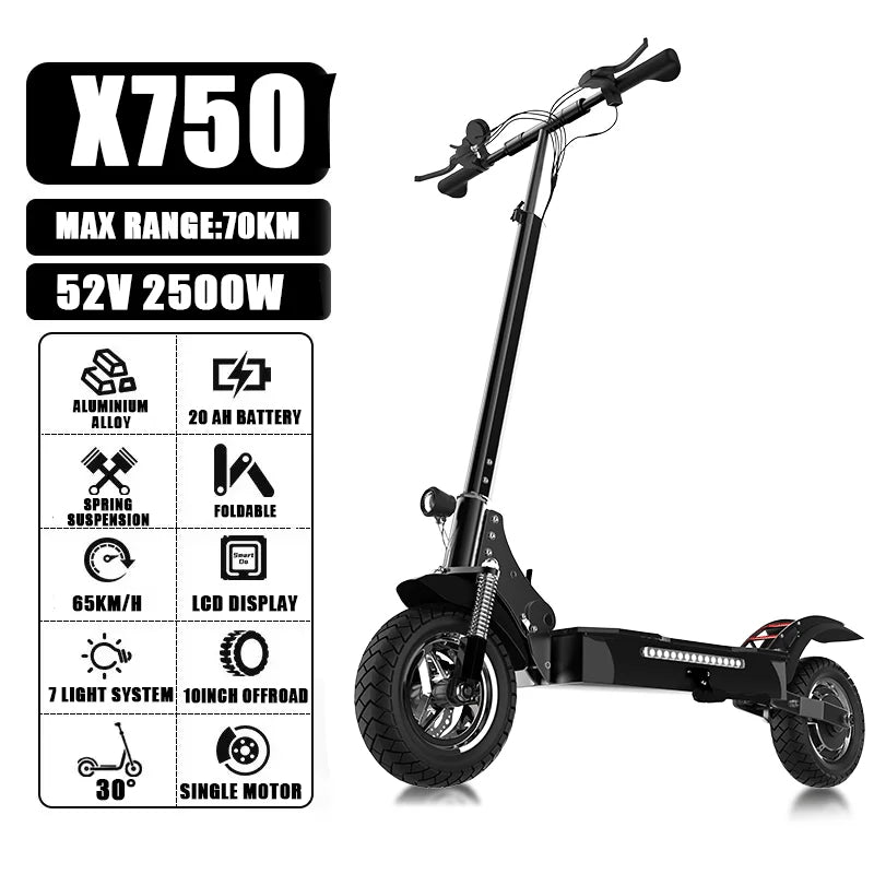85KM/H Max Speed Electric Scooter 1200W-6000W Dual Motor E-Scooter for Adults 11" Off Road Tire Patinete Eléctrico 100KM Range
