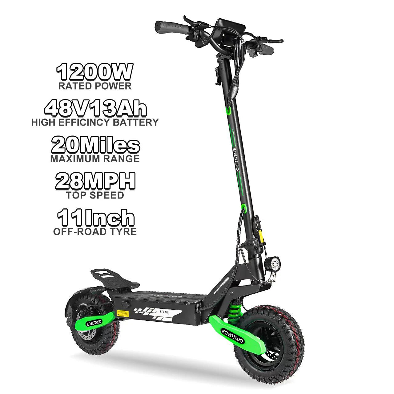 Electric Scooter Adults 1200W Motor 48V13/23AH Lithium Battery E Scooters Dual Spring Absorbers 11'' Off-Road Tires Scooter