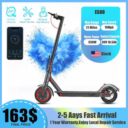 ES80 Electric Scooter 350W 19MPH APP Smart Adult Scooter 21Miles Range Shock Absorbing Anti-skid Folding M365 Kick Scooter
