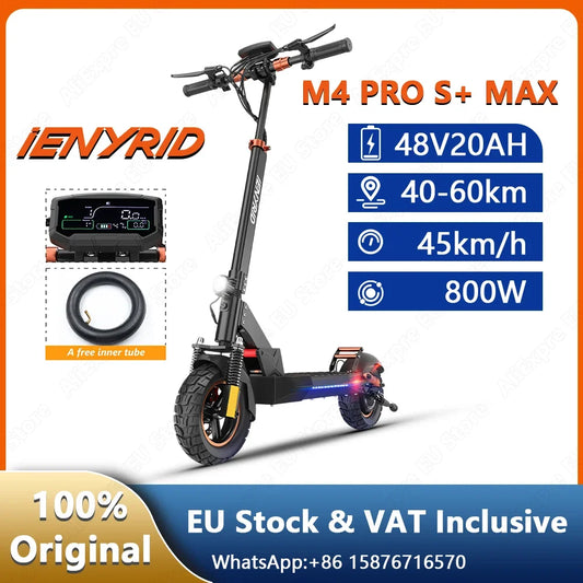 IENYRID M4 PRO S+ MAX E-Scooter 800W Motor 48V20Ah Lithium Battery Scooters Electric 10 Inch Off-road Tire Foldable E-Scooter