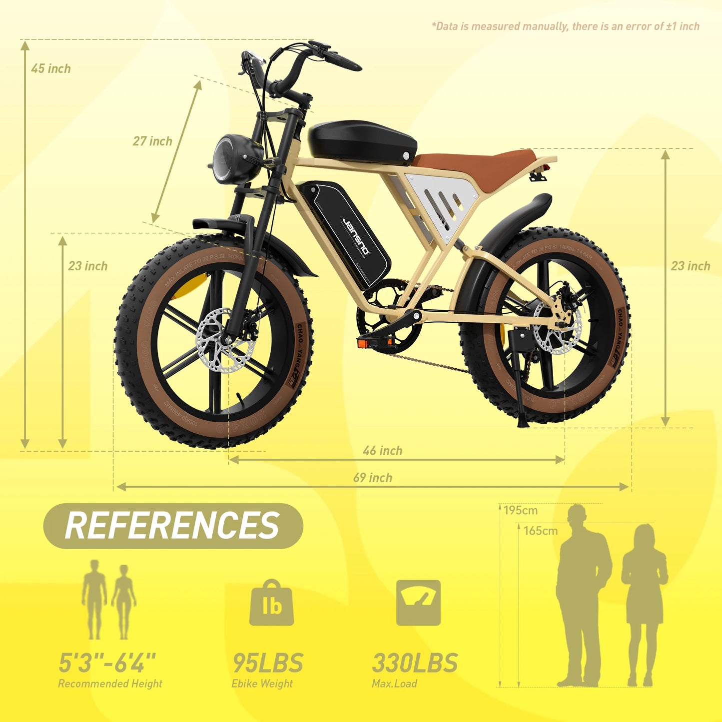 Jansno X70G Adult electric bike 750W City ebike removable dual Battery: 48v14Ah+48v20Ah 20 inches fat tire E-Mountain bike