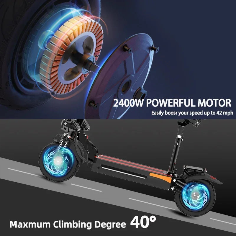 X500 2400W 20Ah Powerful Dual Motor Electric Scooter 65KM/H Maximum Speed Foldable E Scooter Dual Shock Apsorption for Adults