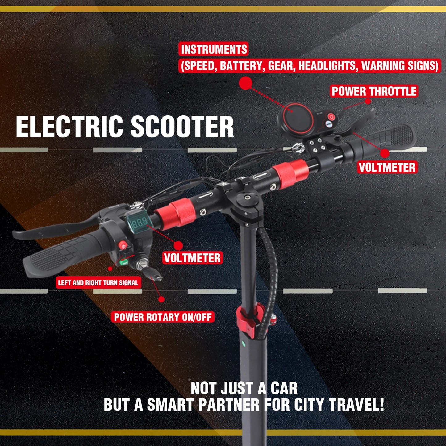 800W Portable Electric Scooter with Seat, Foldable