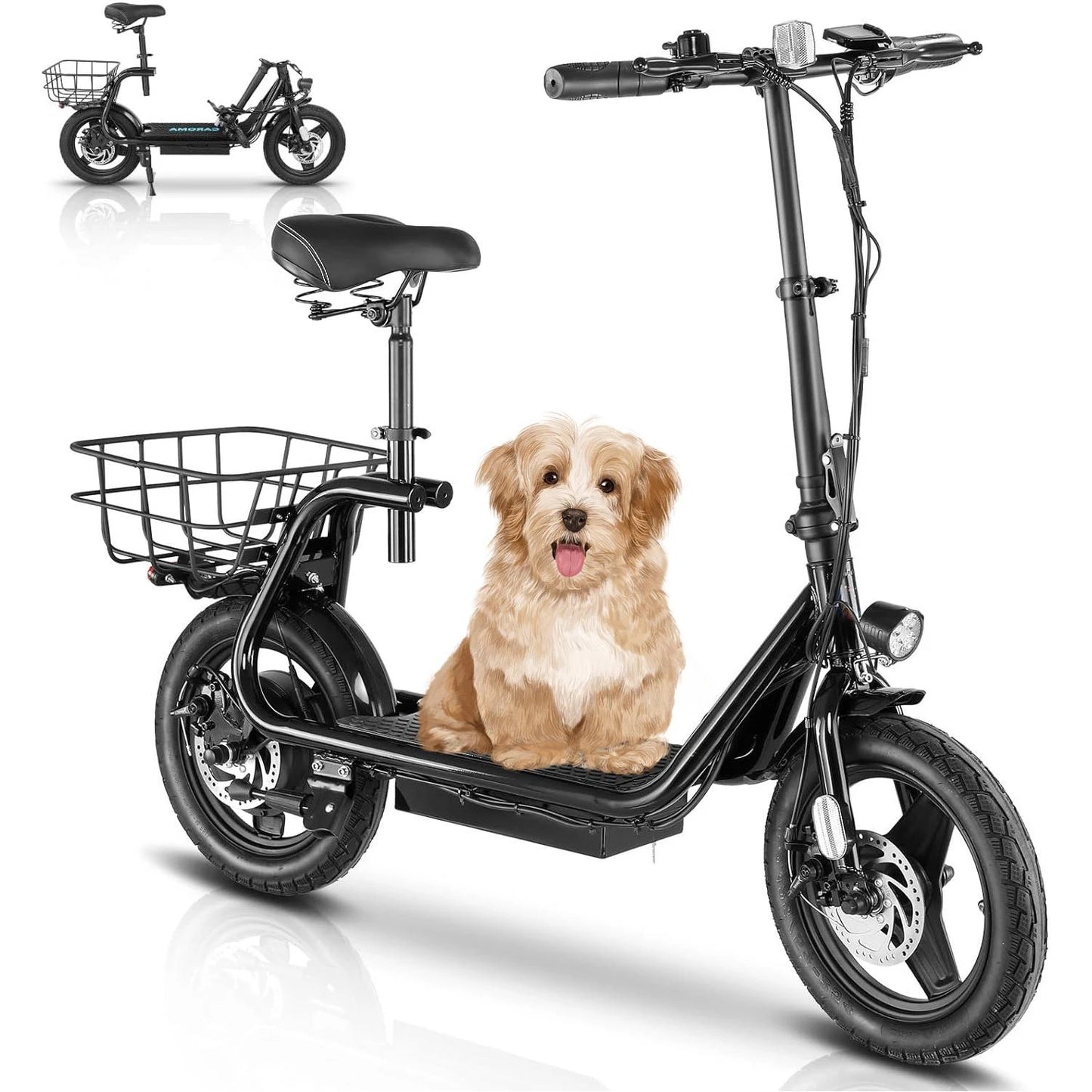 Peak 500W/800W/1200W Electric Scooter Adult 15/25/30Mile Long Range 14" Tire 20MPH Top Speed Adjustable E-Scooter With Seat ﻿