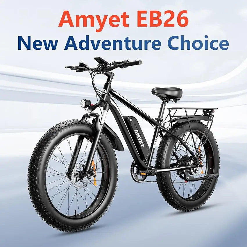 AMYET EB26 Electric Bike for Adults 1000W Electric Bicycle 48V 15AH E Bike 26" Fat Tire Mountain 31mph Dual Shock Absorber Ebike