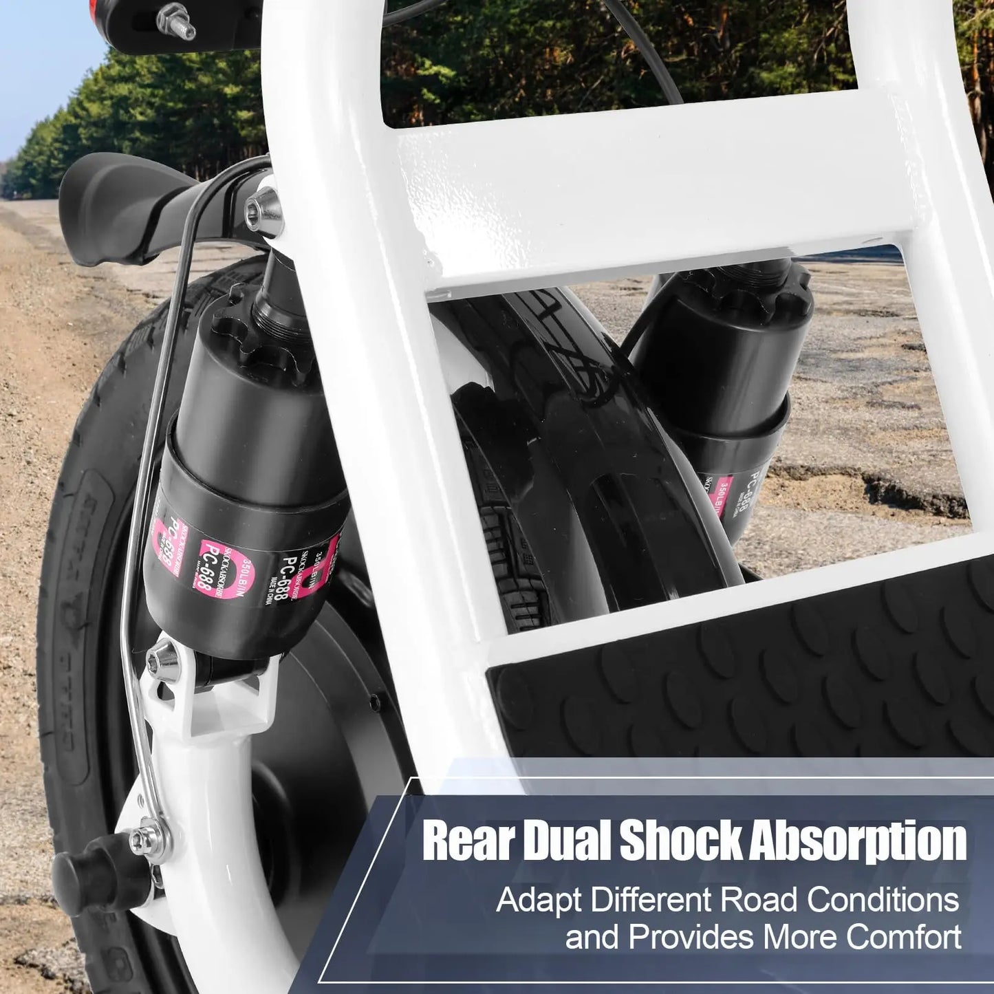 Caroma 500W Electric Scooter with Seat, 14" Fat Tire, 500Wh Battery,25 Miles&20MPH, Foldable, with Basket&Shock Absorbing