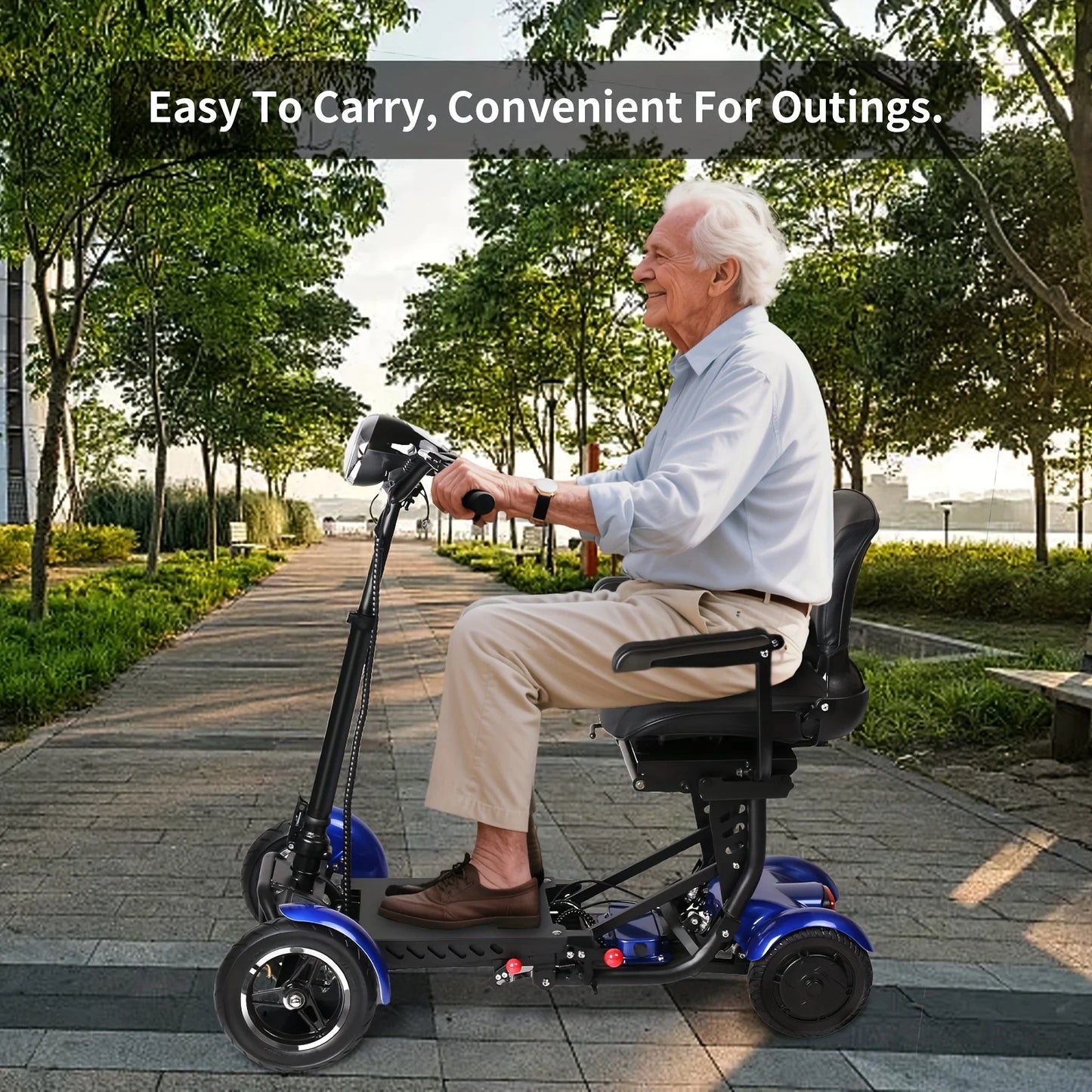 Electric 4-wheeled Motorcycle/Folding 4 Wheel Mobility, Mopeds/ Scooters, Electric Moped for Adults, 4 Wheels Electric Moped for