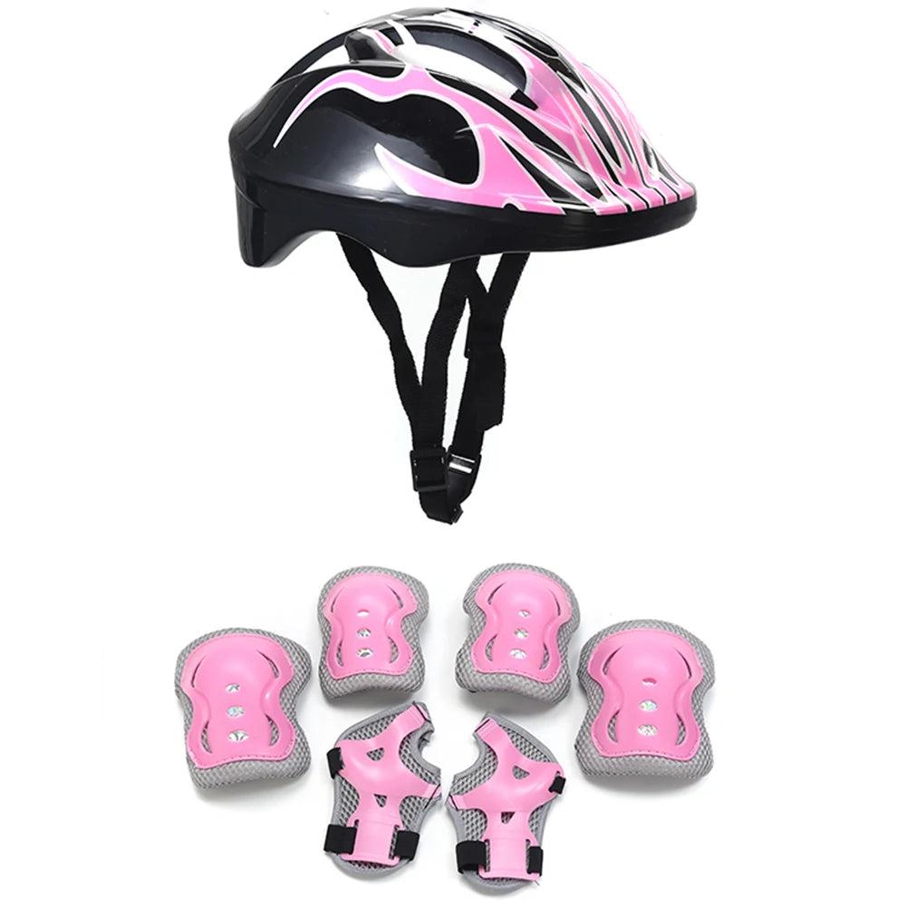 7Pcs Kids Helmet Knee Elbow Pad Sets