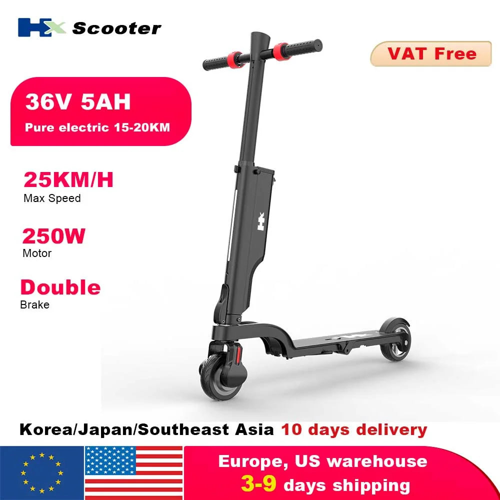 HX 7.5AH Electric E Scooter 350W 25KM/H Foldable Electric Kick Scooter Scooters 5.5 Inch APP Smart Escooter for Adults
