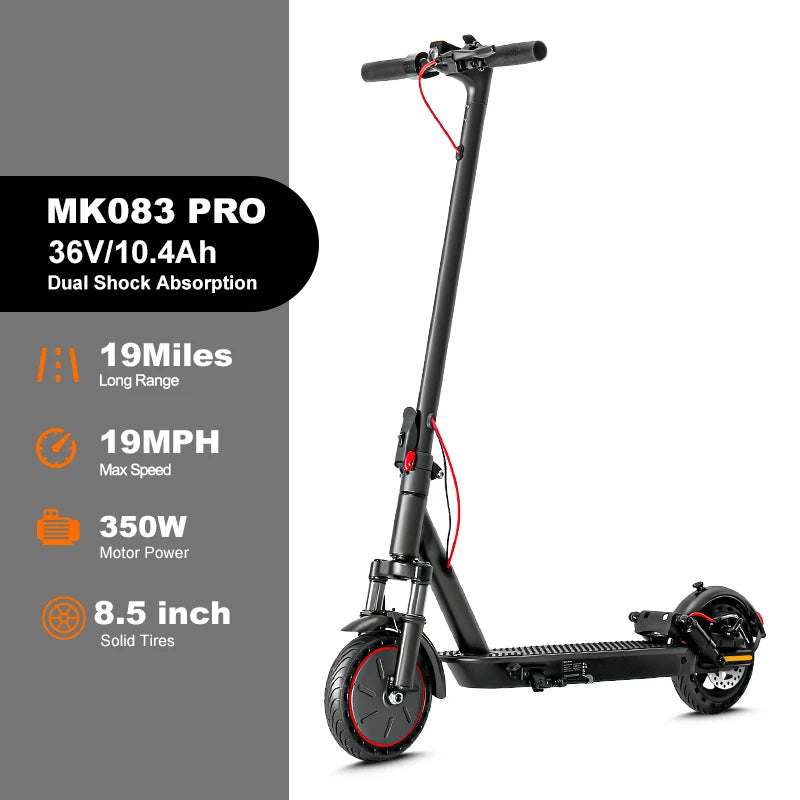 Mankeel MK085 Pro Electric Scooter 350W 36V Max 19MPH Dual Shock Absorption 19Miles Long Range Smart APP Commute E-scooter Adult