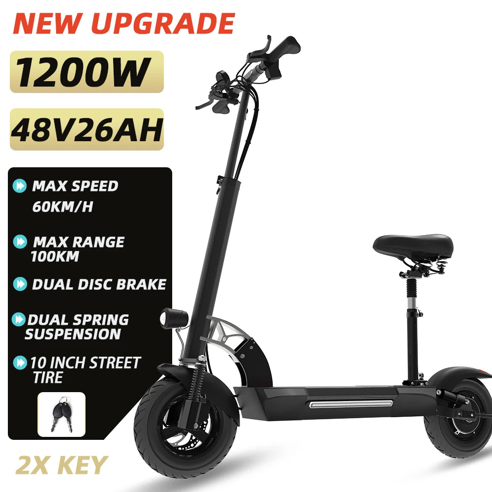 85KM/H Max Speed Electric Scooter 1200W-6000W Dual Motor E-Scooter for Adults 11" Off Road Tire Patinete Eléctrico 100KM Range