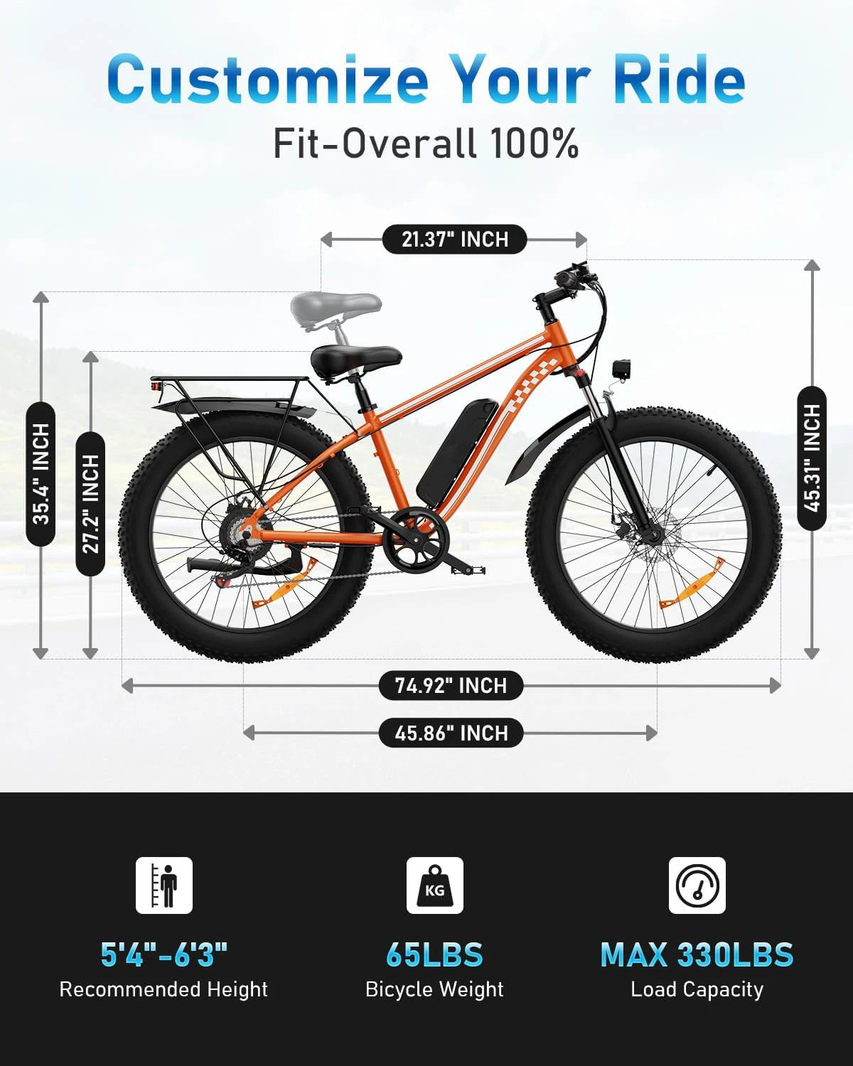 EBike 1000W Peak Power 48V15AH Battery Electric Bikes Double Shock Absorber 26-inch All-terrain Fat Tire Aldult Electric Bicycle