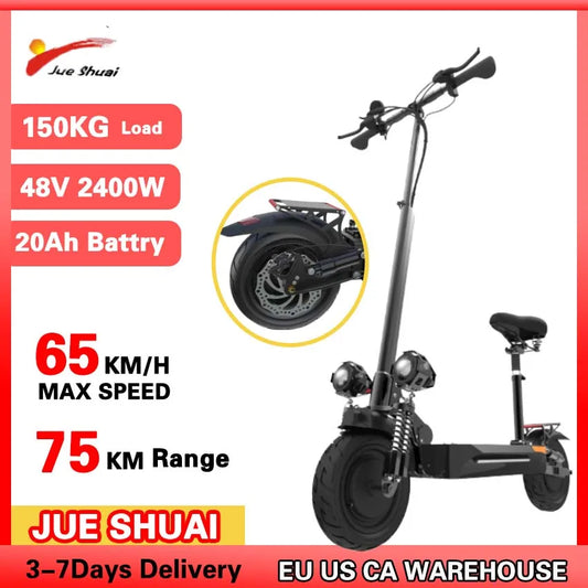 X500 2400W 20Ah Powerful Dual Motor Electric Scooter 65KM/H Maximum Speed Foldable E Scooter Dual Shock Apsorption for Adults